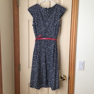 Navy blue polka dot Anne Klein dress.